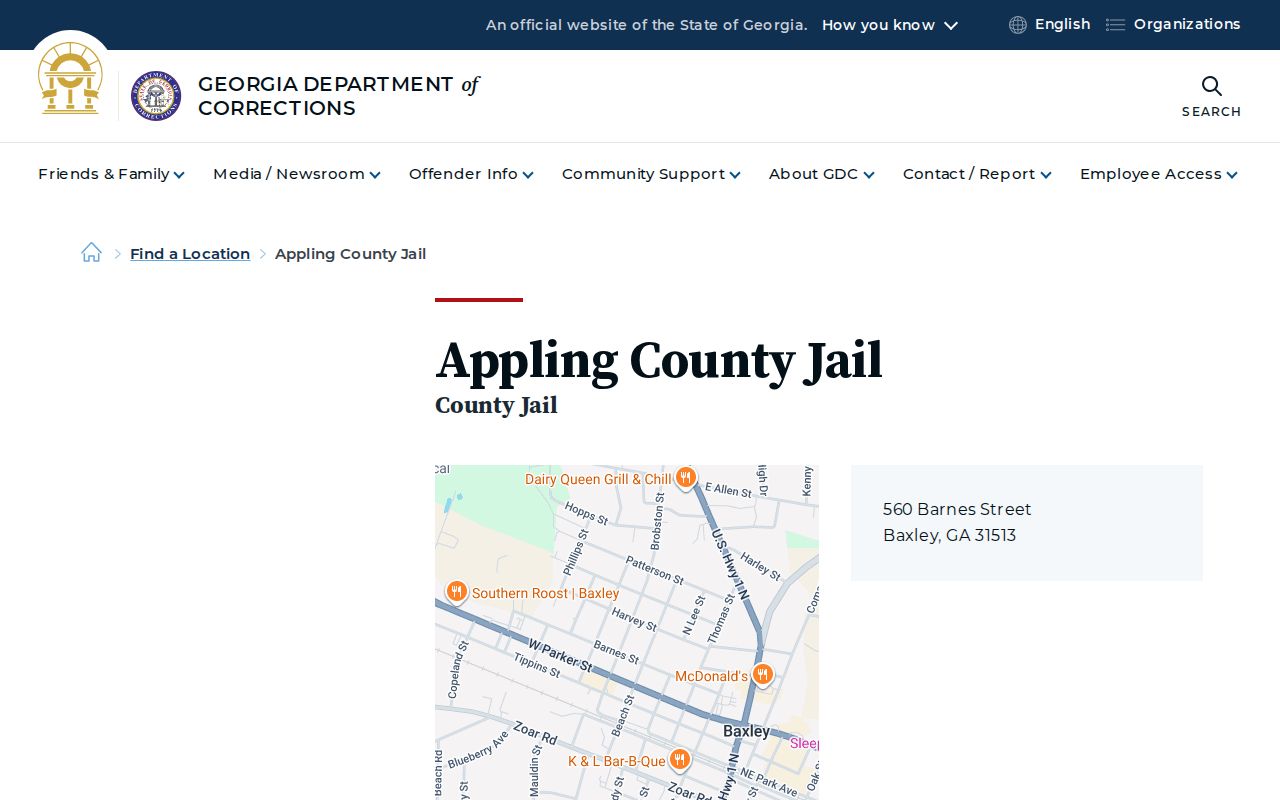 Appling County arrest lookup jail directory