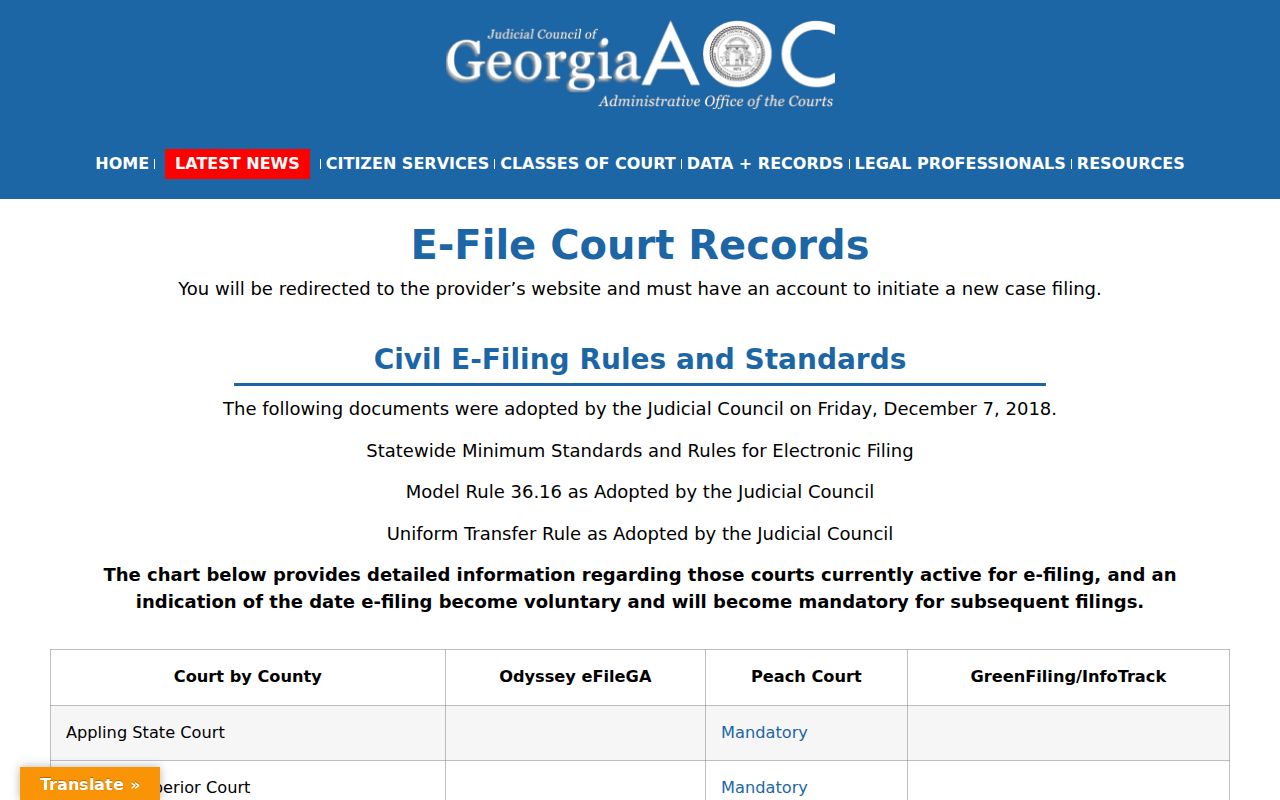 Appling County criminal court cases e-filing directory