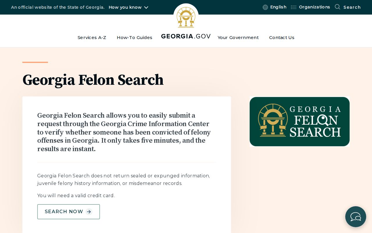 Official Georgia Felon Search information and limitations
